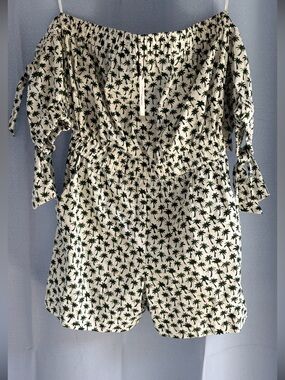Milly new NWT Zoey Romper size 4 palm trees resort cruise white green shorts